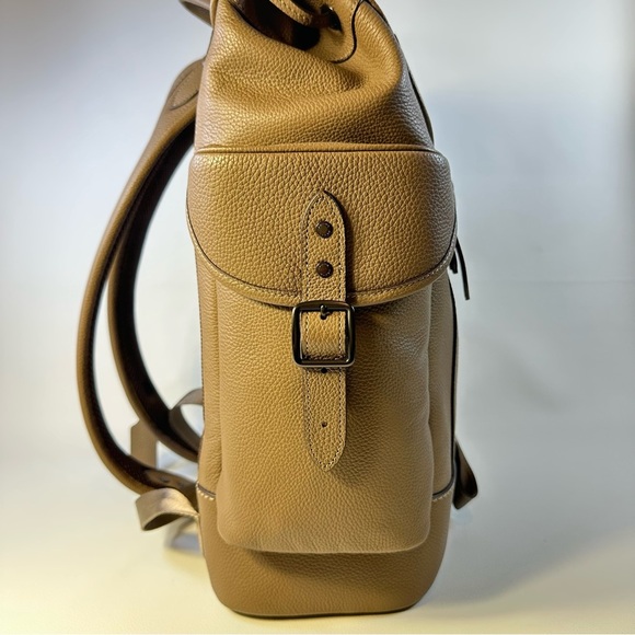 NEW Men’s Coach Hitch Pebble Leather Backpack in Tan/Brown - Picture 5 of 15